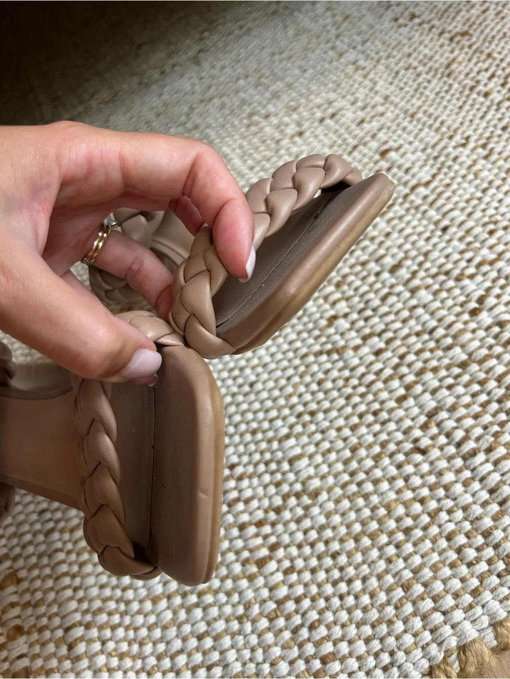 a new day Braided Double-Strap Heeled Slides in Taupe